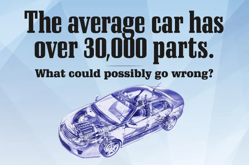 The average car has over 30,000 parts.