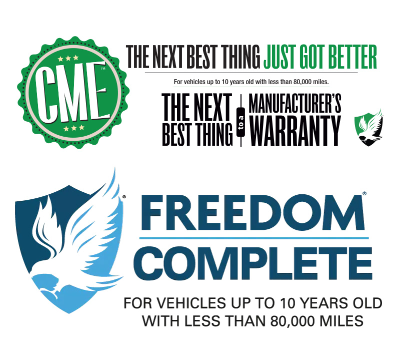 Freedom Warranty brand logos for CME and Complete products
